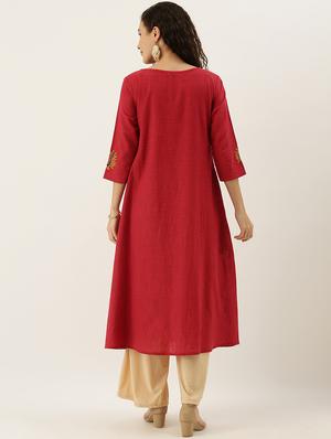 embroidered a-line kurta - 17414372 - Standard Image - 3
