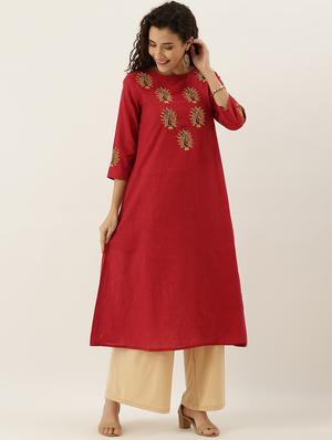 embroidered a-line kurta - 17414372 - Standard Image - 4