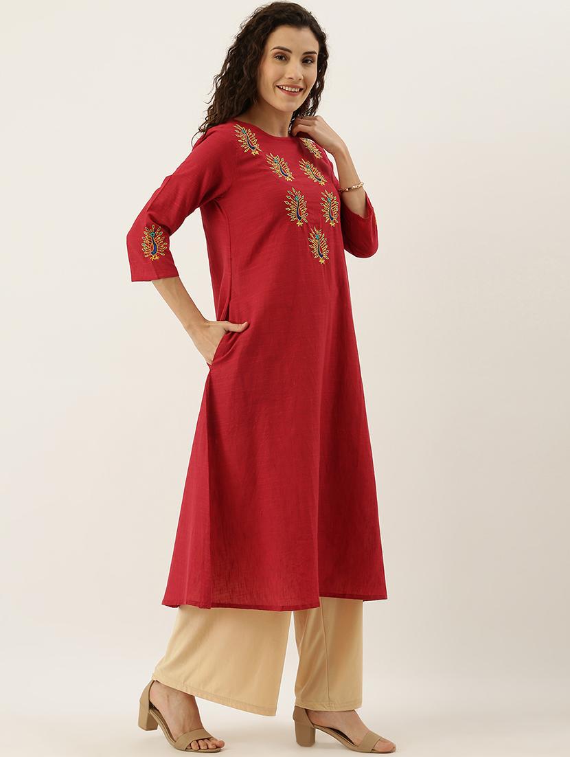 embroidered a-line kurta - 17414372 - Zoom Image - 2