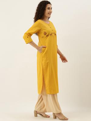 embroidered straight kurta - 17414374 - Standard Image - 2