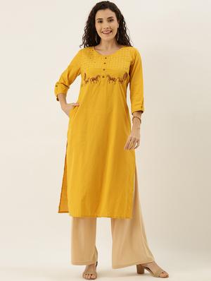 embroidered straight kurta - 17414374 - Standard Image - 4