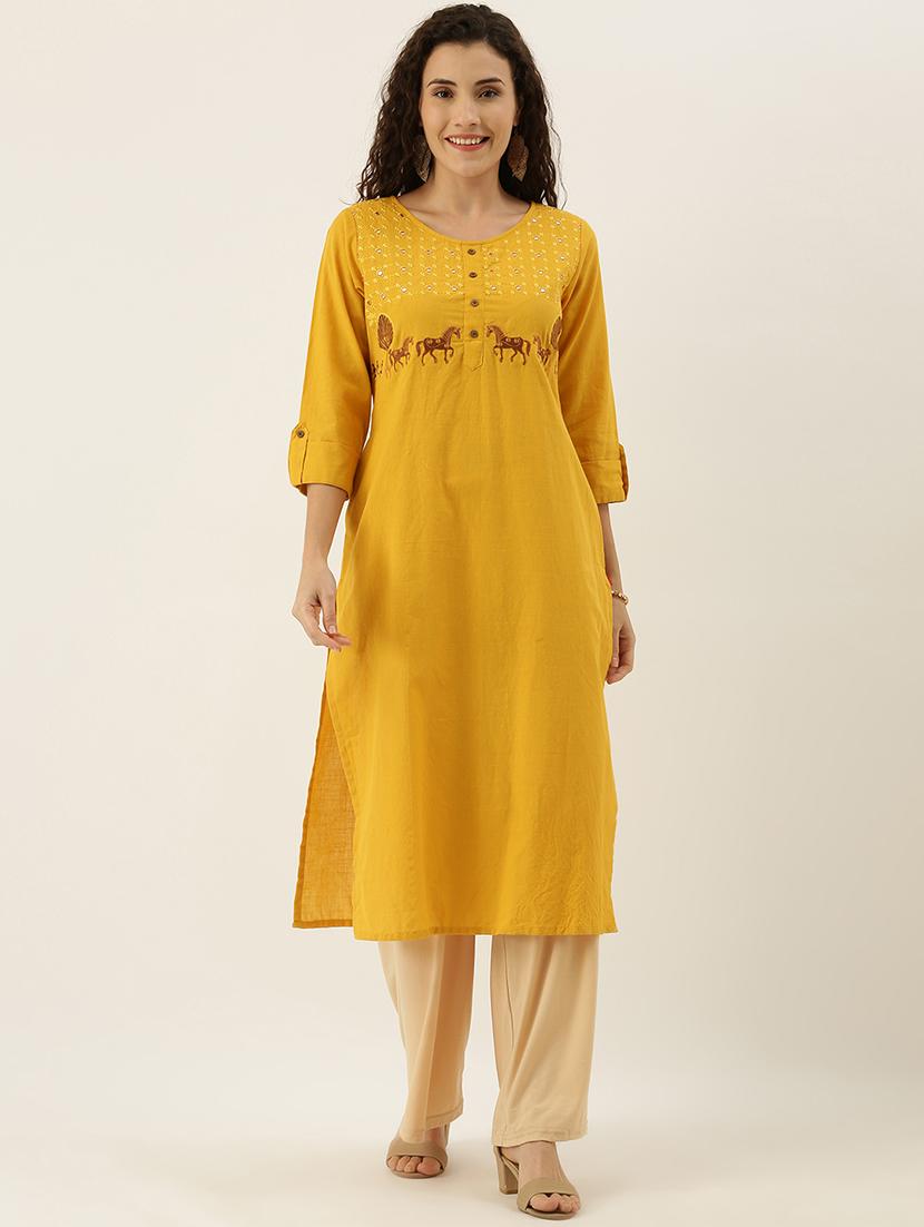 embroidered straight kurta - 17414374 - Zoom Image - 1