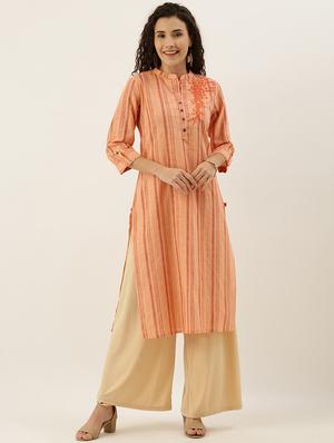 embroidered straight kurta - 17414382 - Standard Image - 4