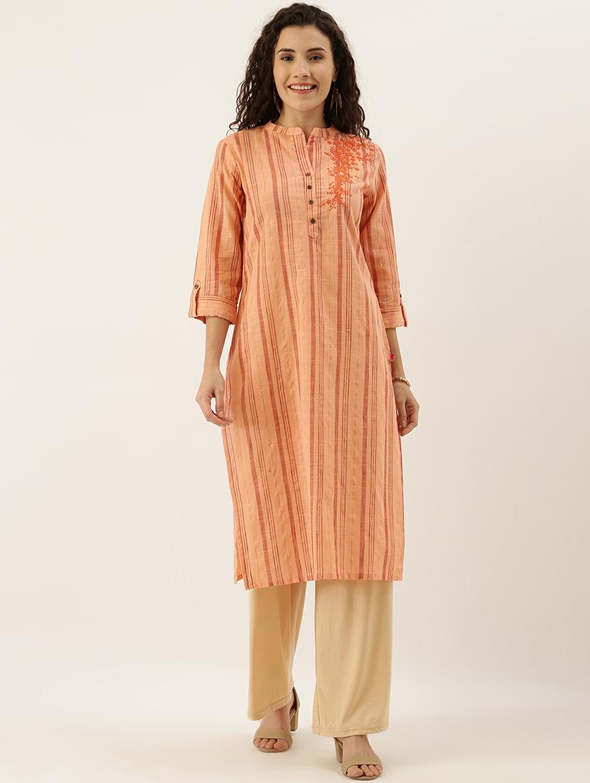 embroidered straight kurta - 17414382 - Zoom Image - 1