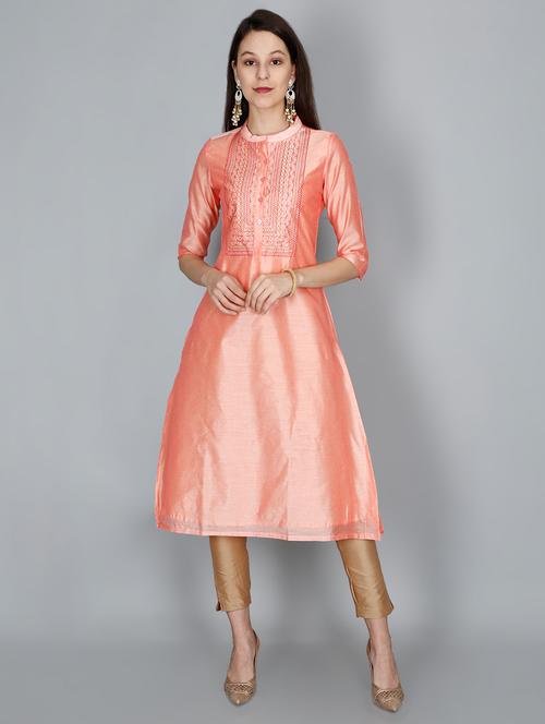yoke embroidered straight kurta - 17414513 - Very Small Image - 1