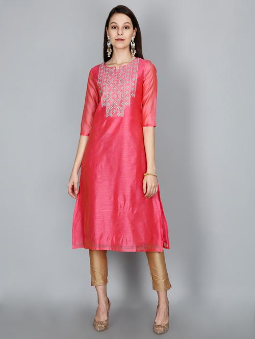 embroidered straight kurta - 17414519 - Very Small Image - 1
