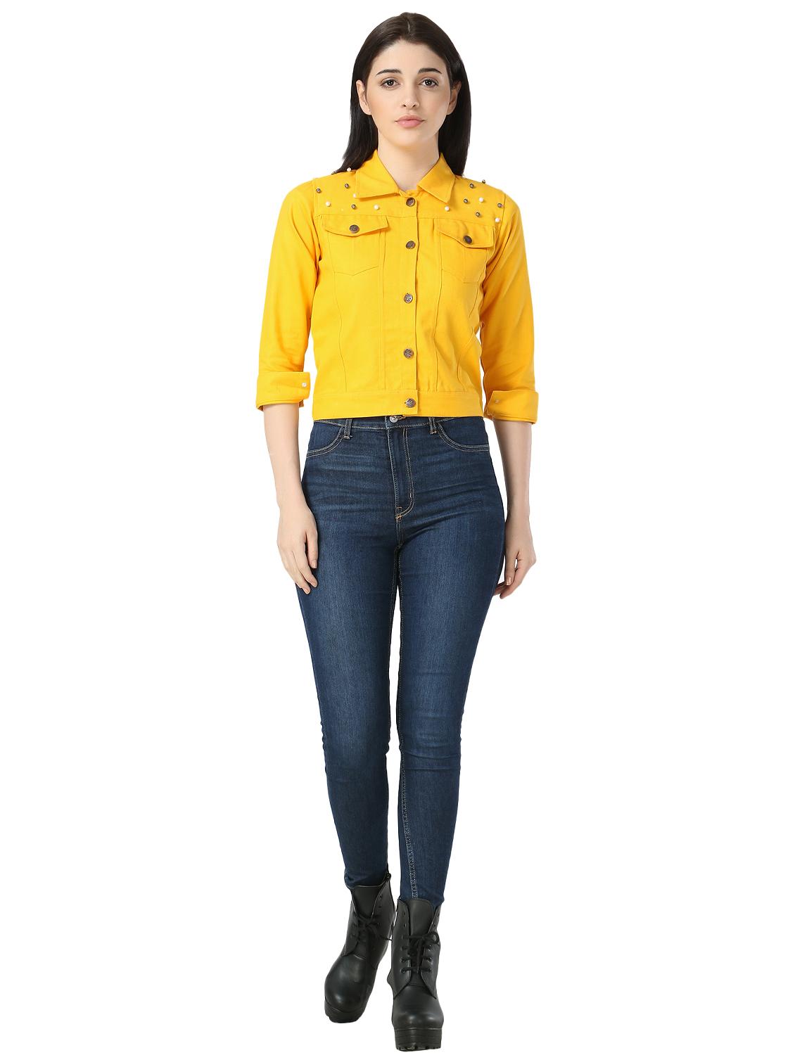 pearl embellished denim jacket - 17415230 - Zoom Image - 4