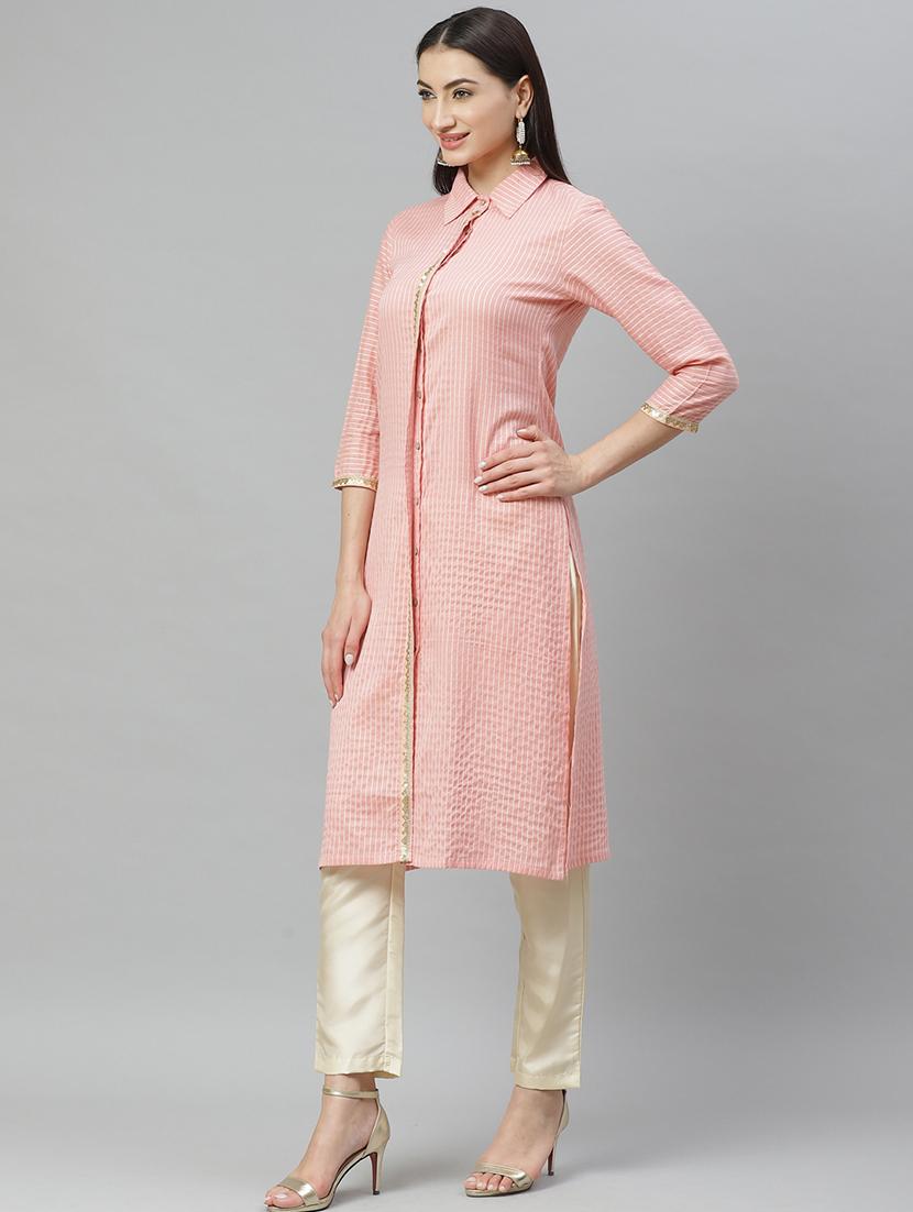 striped straight kurta - 17415319 - Zoom Image - 2