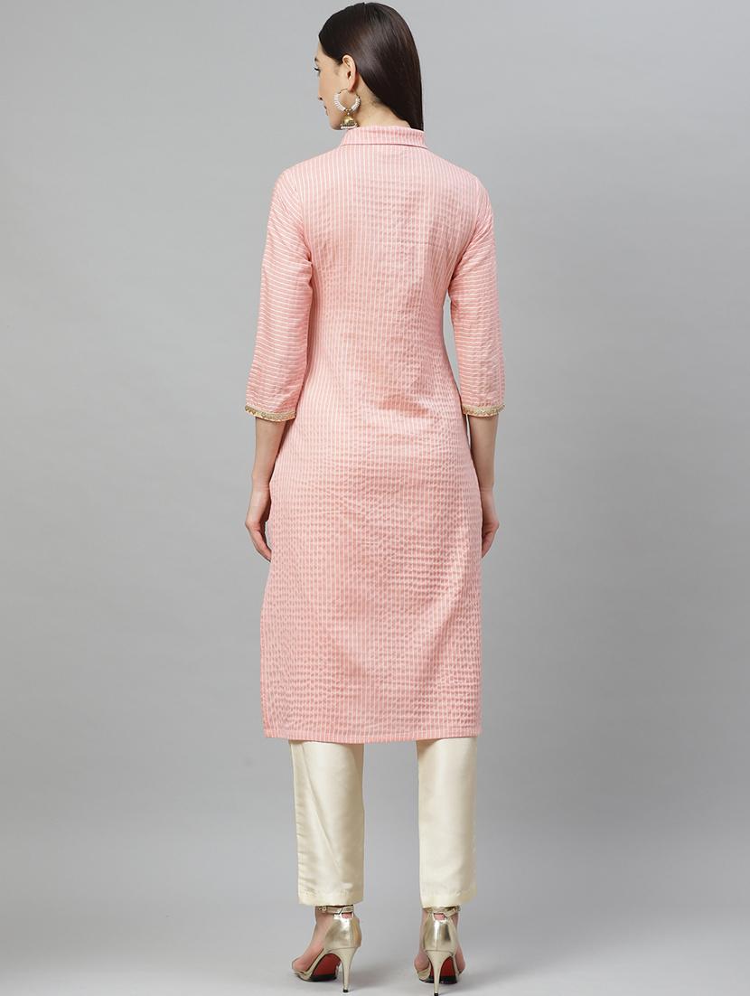 striped straight kurta - 17415319 - Zoom Image - 3
