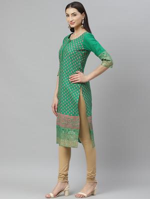 block print straight kurta - 17415322 - Standard Image - 2