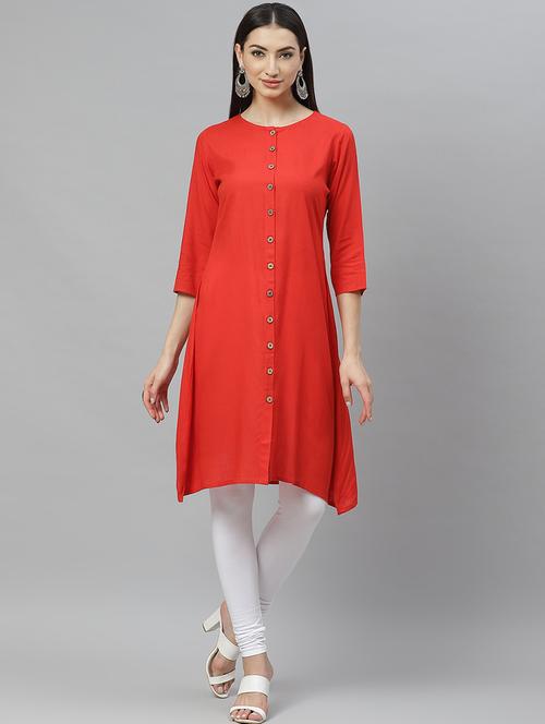 solid a-line kurta - 17415326 - Standard Image - 1