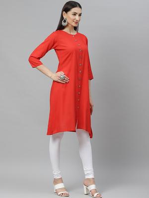 solid a-line kurta - 17415326 - Standard Image - 2