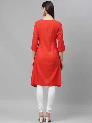 solid a-line kurta - 17415326 - Standard Image - 3