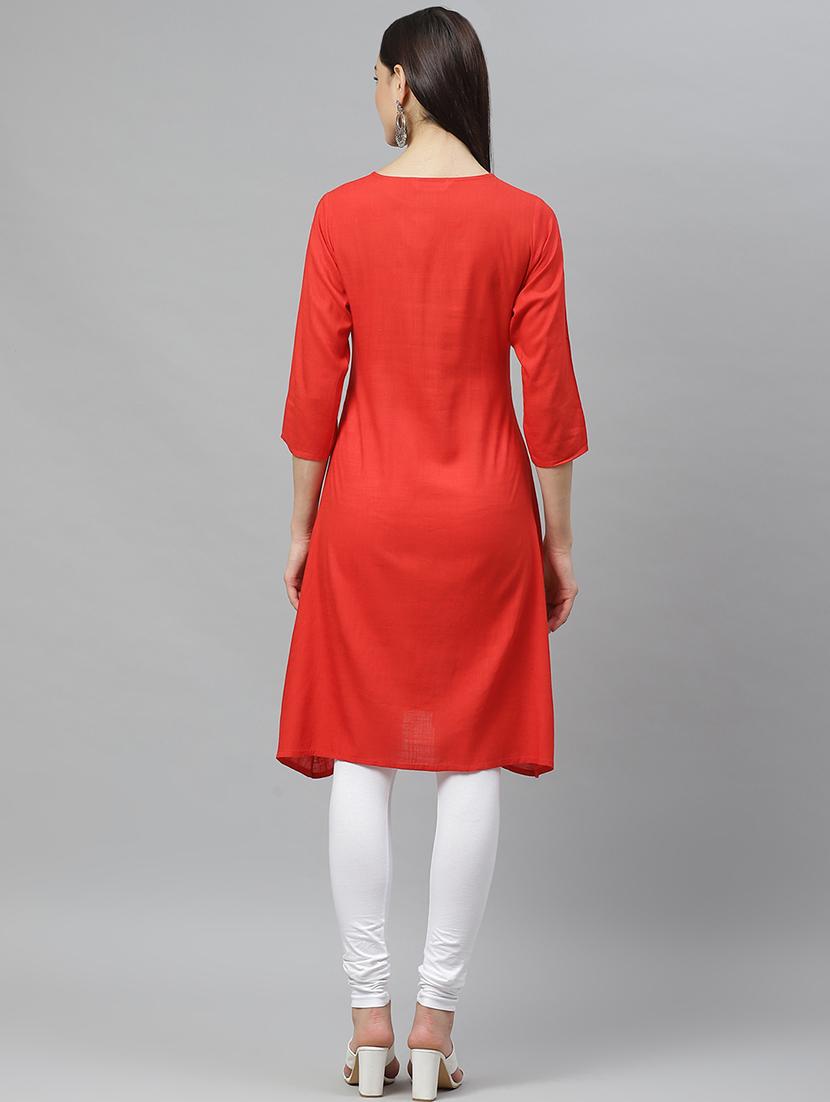 solid a-line kurta - 17415326 - Zoom Image - 3