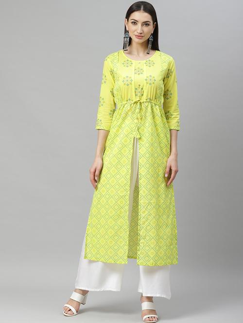 printed high slit kurta - 17415327 - Standard Image - 1