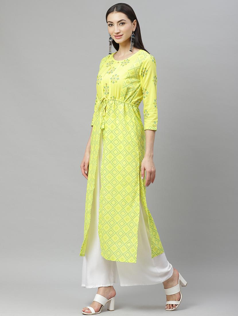 printed high slit kurta - 17415327 - Zoom Image - 2