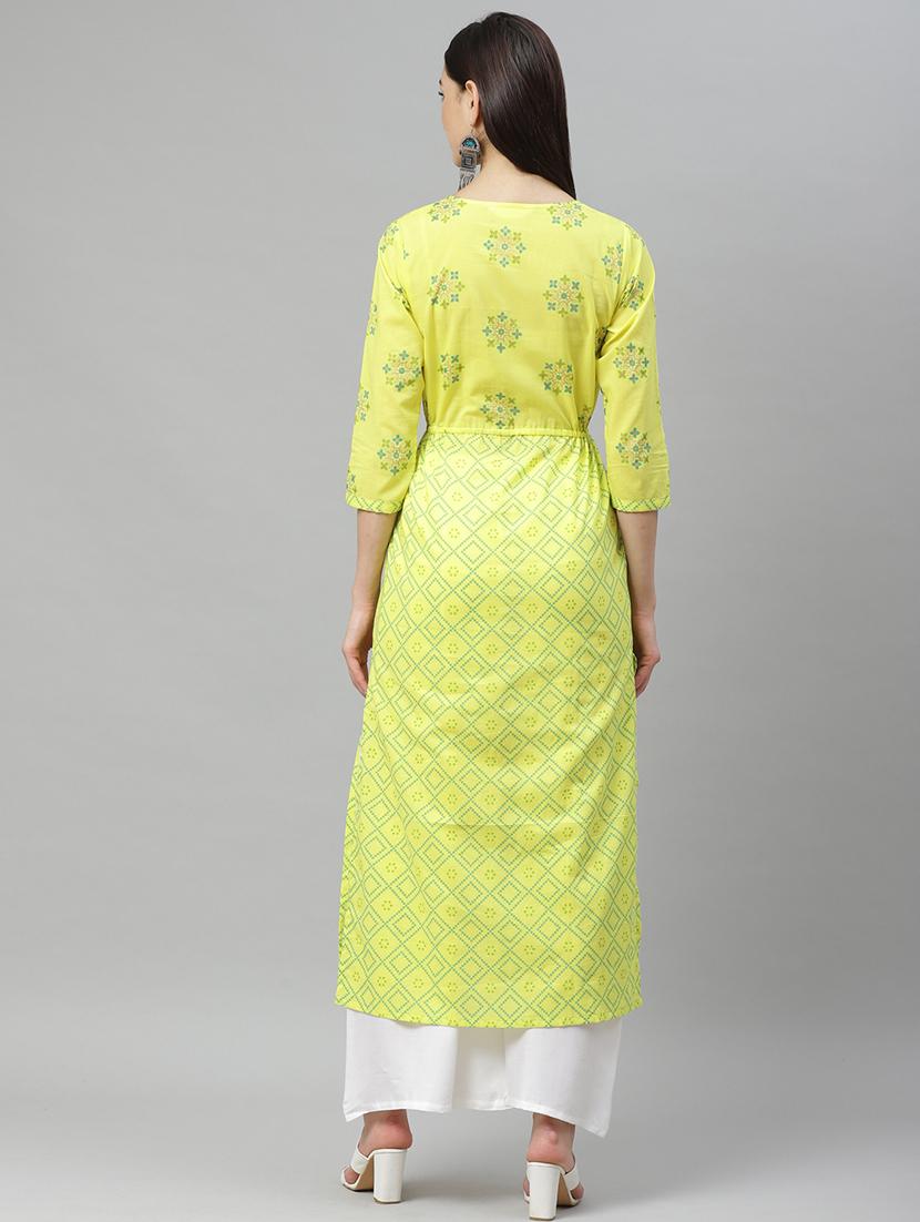 printed high slit kurta - 17415327 - Zoom Image - 3