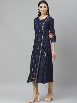 printed straight kurta - 17415331 - Standard Image - 2