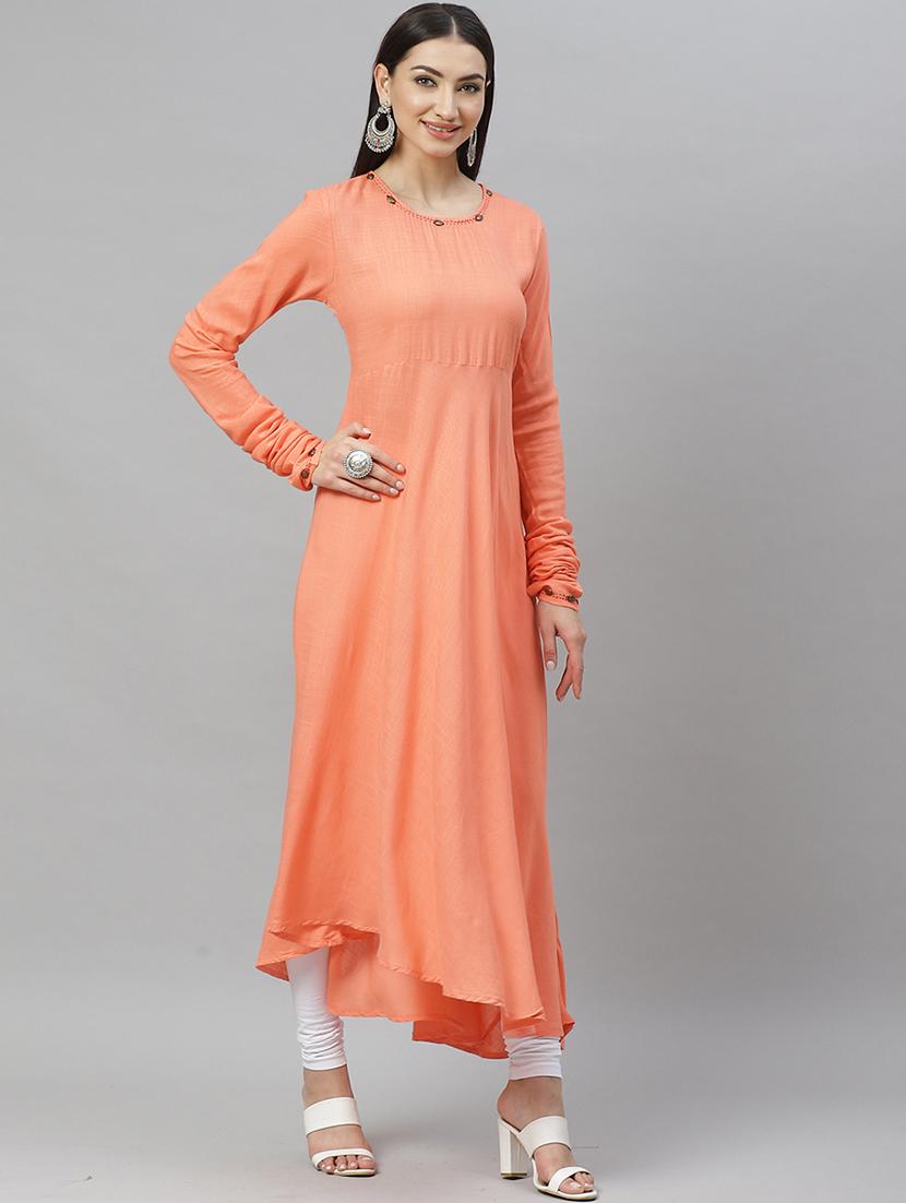 solid flared kurta - 17415335 - Zoom Image - 2