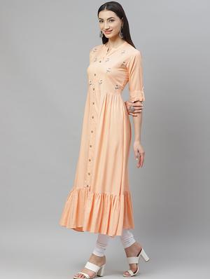 embroidered tiered flare kurta - 17415344 - Standard Image - 2