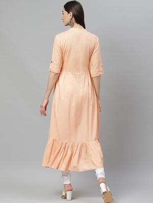 embroidered tiered flare kurta - 17415344 - Standard Image - 3