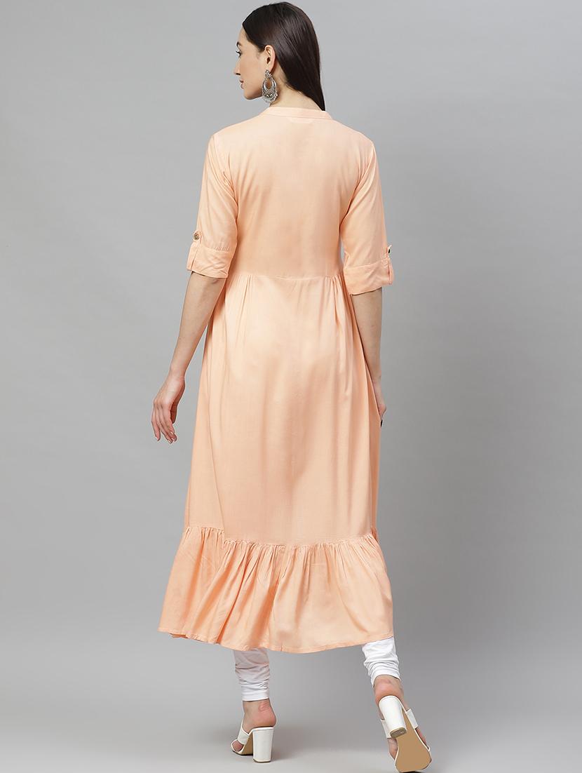 embroidered tiered flare kurta - 17415344 - Zoom Image - 3
