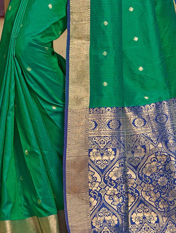 bordered woven saree with blouse - 17415365 - Zoom Image - 2