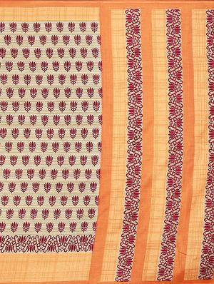 ethnic motif printed saree with blouse - 17415367 - Standard Image - 3