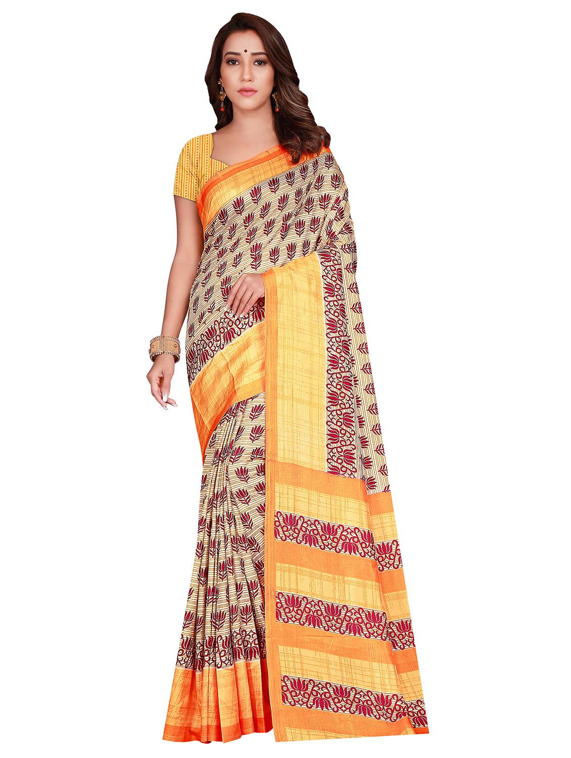 ethnic motif printed saree with blouse - 17415367 - Zoom Image - 1