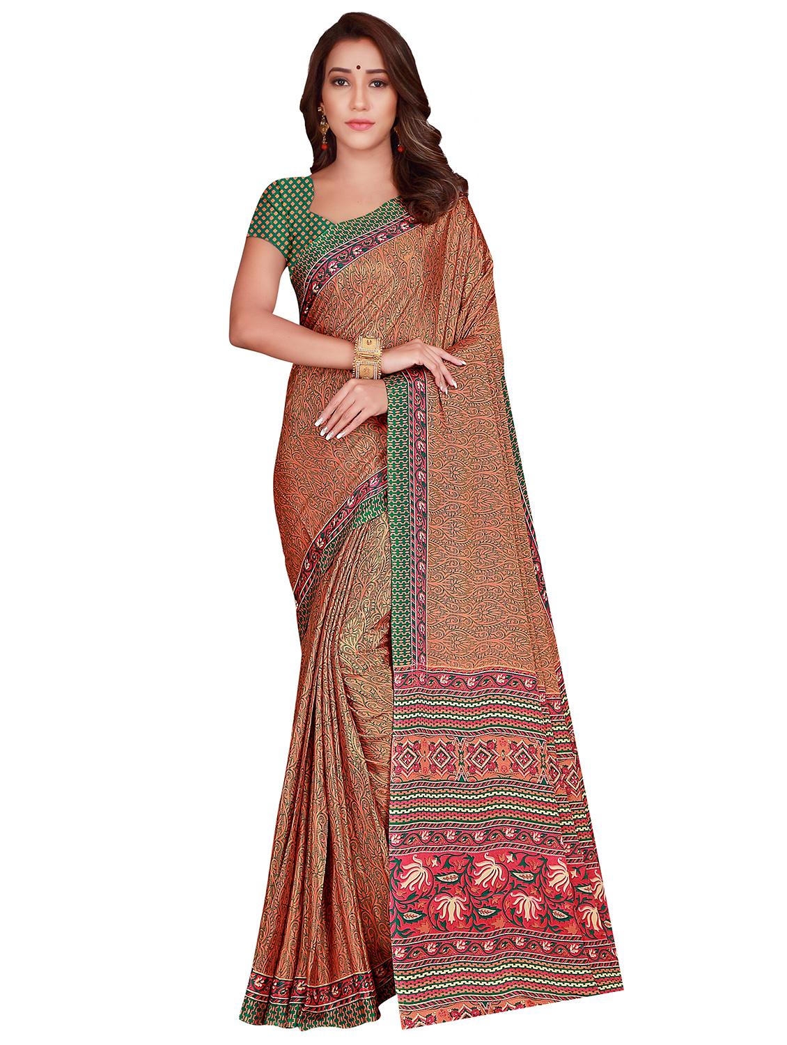floral printed saree with blouse - 17415375 - Zoom Image - 1