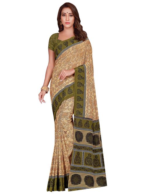 bordered printed saree with blouse - 17415381 - Standard Image - 1