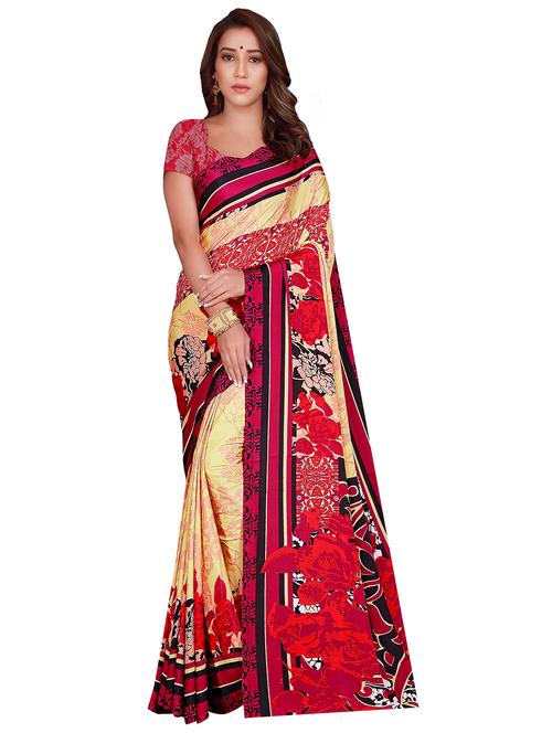 floral printed saree with blouse - 17415384 - Standard Image - 1