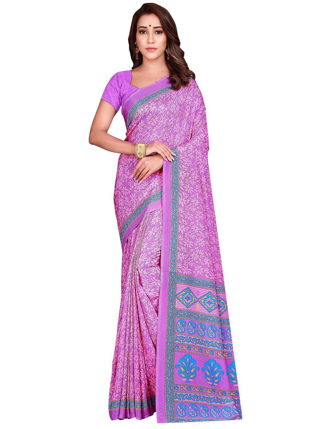 floral printed saree with blouse - 17415386 - Zoom Image - 1