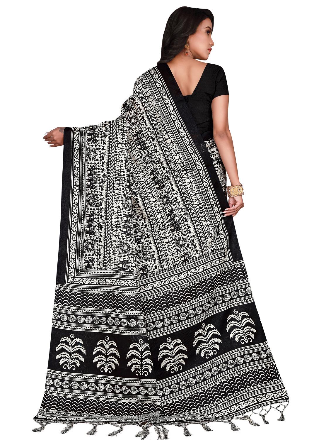 conversational printed saree with blouse - 17415390 - Zoom Image - 2