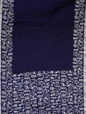 navy art silk half and half saree with blouse - 17415391 - Standard Image - 3