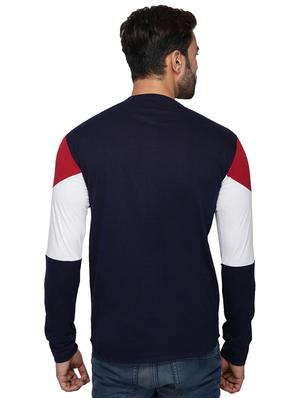 navy blue color block casual shirt - 17415417 - Standard Image - 3