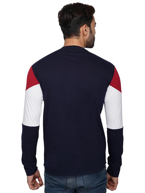 navy blue color block casual shirt - 17415417 - Zoom Image - 3