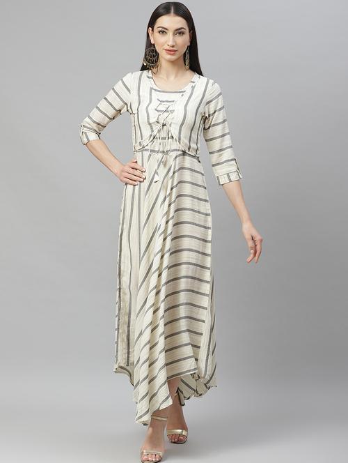 striped flared ethnic dress - 17415434 - Standard Image - 1