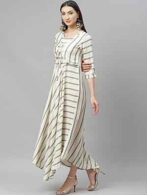 striped flared ethnic dress - 17415434 - Standard Image - 2