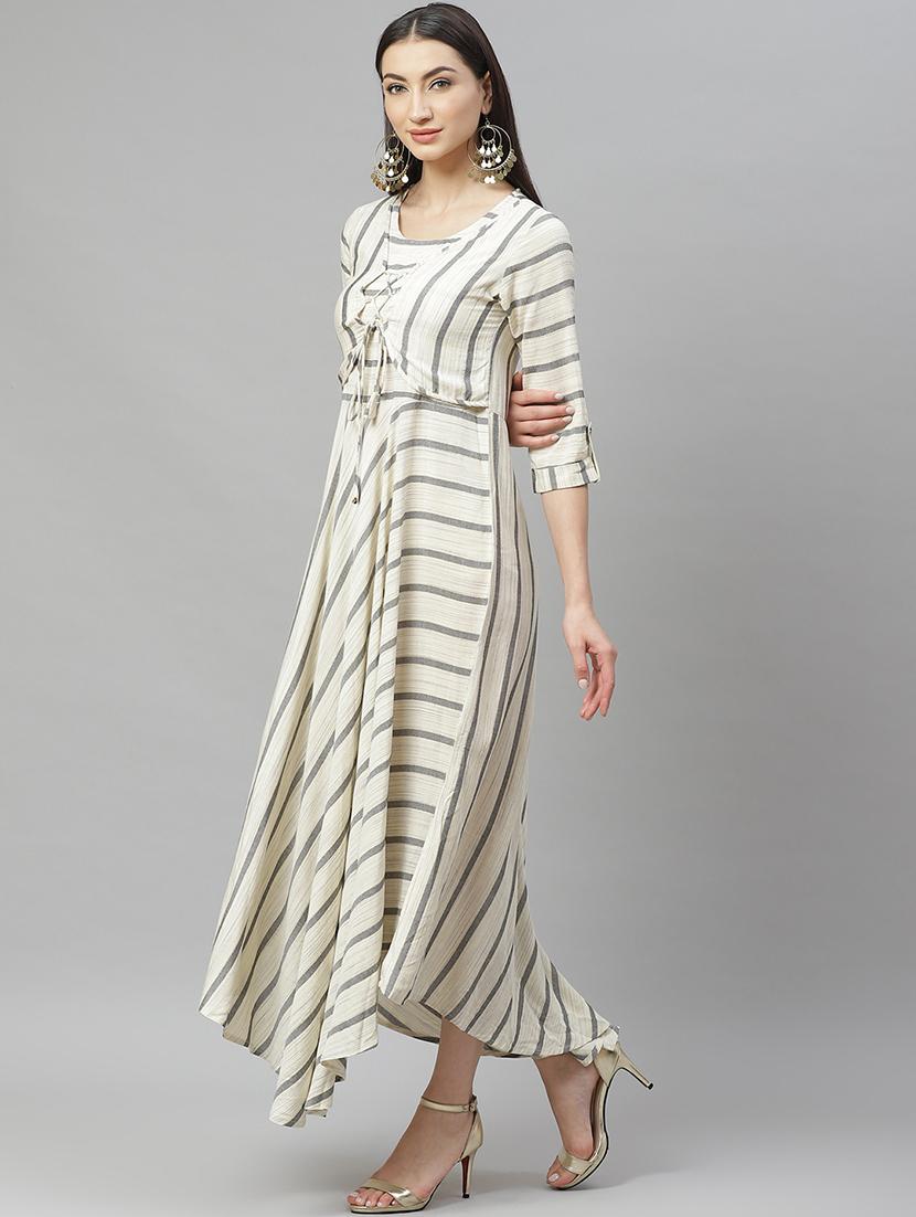 striped flared ethnic dress - 17415434 - Zoom Image - 2
