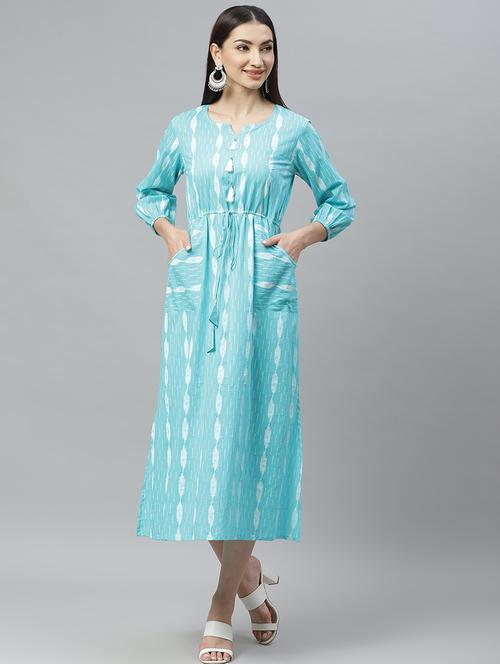 ikat a-line ethnic dress - 17415435 - Standard Image - 1