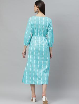 ikat a-line ethnic dress - 17415435 - Standard Image - 3