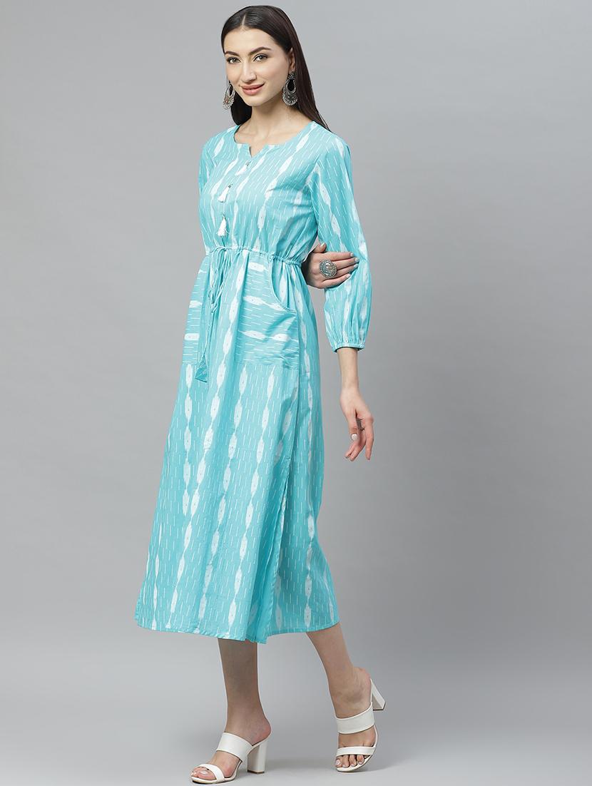 ikat a-line ethnic dress - 17415435 - Zoom Image - 2