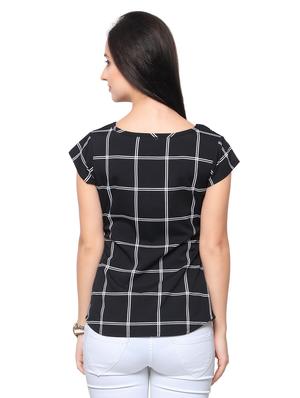 round neck checkered top - 17415506 - Standard Image - 3