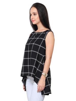 round neck checkered top - 17415507 - Standard Image - 2