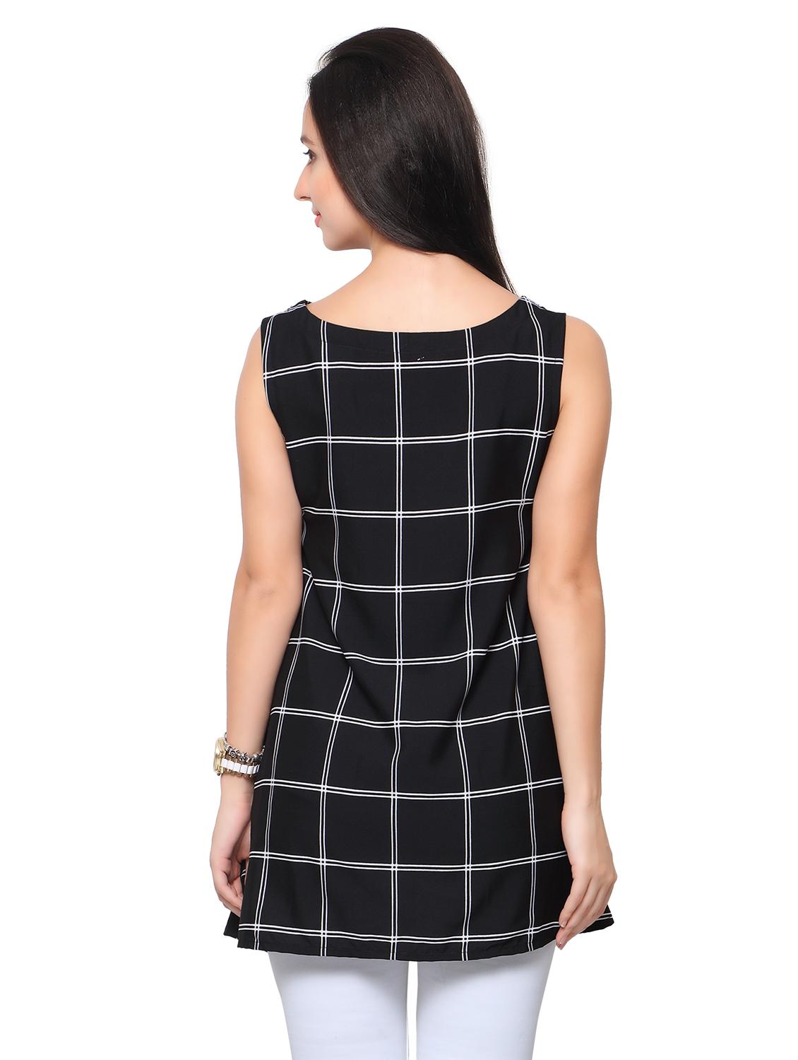 round neck checkered top - 17415507 - Zoom Image - 3