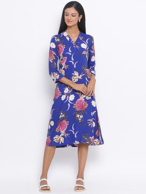 v-neck floral a-line dress - 17415510 - Standard Image - 1