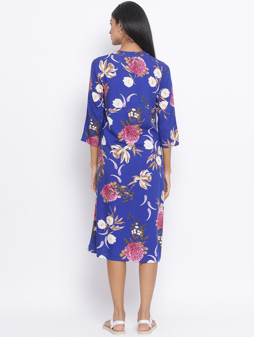 v-neck floral a-line dress - 17415510 - Zoom Image - 3