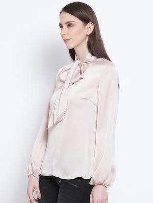 tie up neck solid top - 17415513 - Standard Image - 2