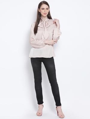tie up neck solid top - 17415513 - Standard Image - 4